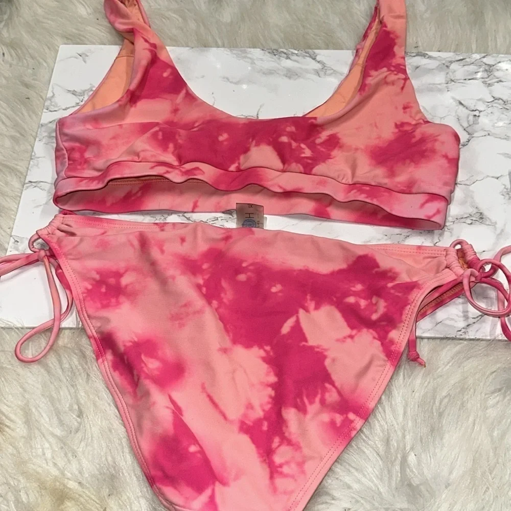 H2HO women’s Pink and Orange bikini Swim Set size XLarge